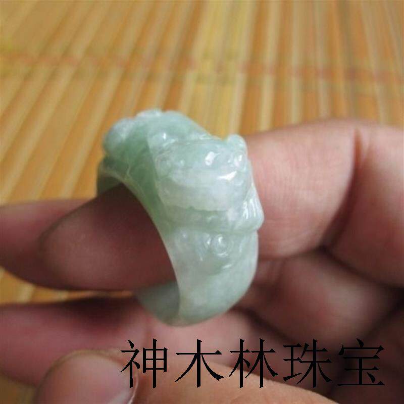 天然A货翡翠貔貅戒指真玉中指环