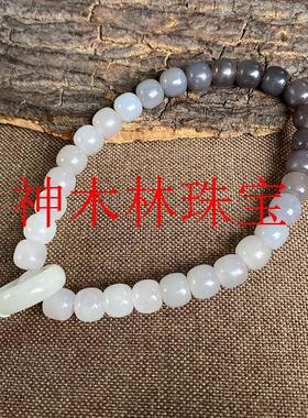 高端款新疆烟紫渐变色和田玉色老型珠手持男女款高端玉石手串配饰