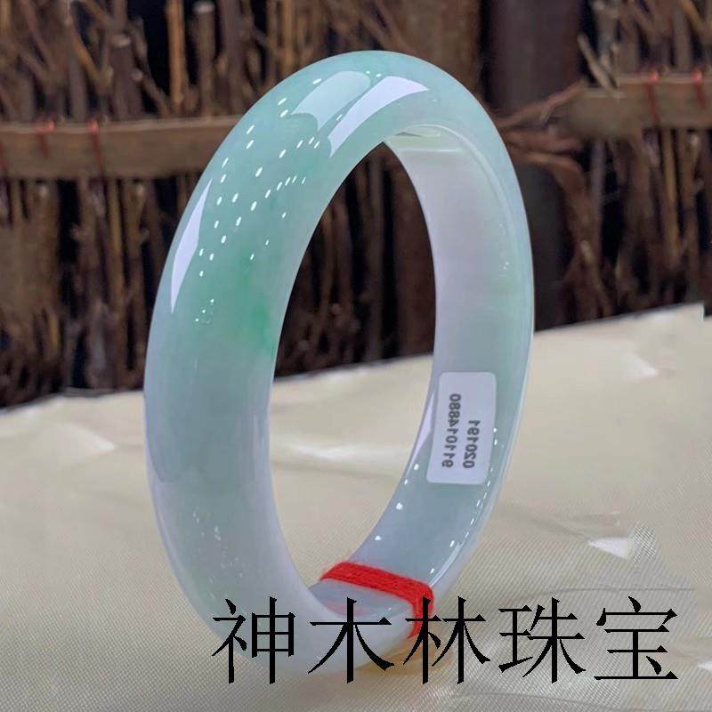 老坑翡翠玉手镯冰糯种阳绿冰种浅绿正圈玉石女款飘绿玉镯子精品