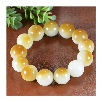 新疆且末糖羊脂白玉男女款玉石手串珠精品圆珠手链和田玉籽料单圈