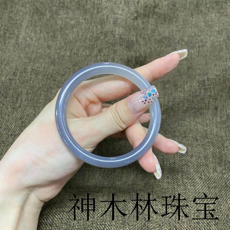 高端墨玉手镯细宽版民族风高端金丝玉镯子圆条青花手环古风女水晶