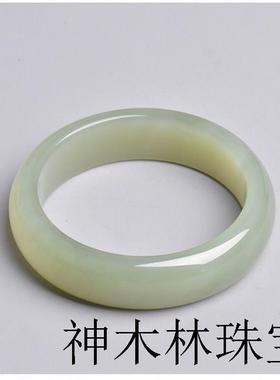 高端新疆和田玉手镯女青白玉晴水细条鸭蛋青羊脂玉镯子青白玉新款