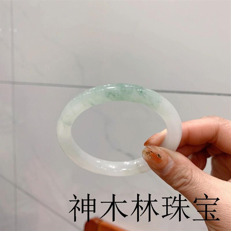 高端新疆天山翠金丝玉手镯冰种飘花细圆条美人叮当媲美翡翠和田玉