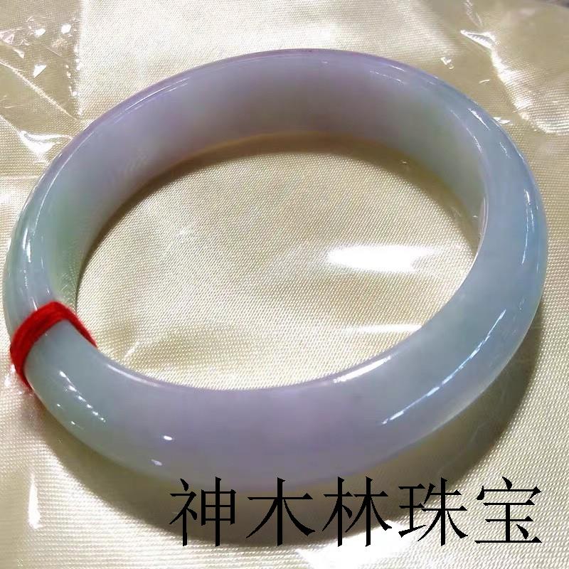 缅甸老坑冰种紫罗兰翡翠色玉手镯春带彩手镯女款紫色玉石翡翠玉镯