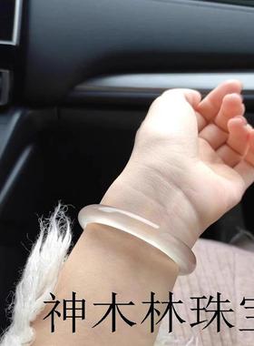 香槟金玛瑙正圈手镯冰透玉髓镯子高冰种白月光少女感贵妃玉镯饰品