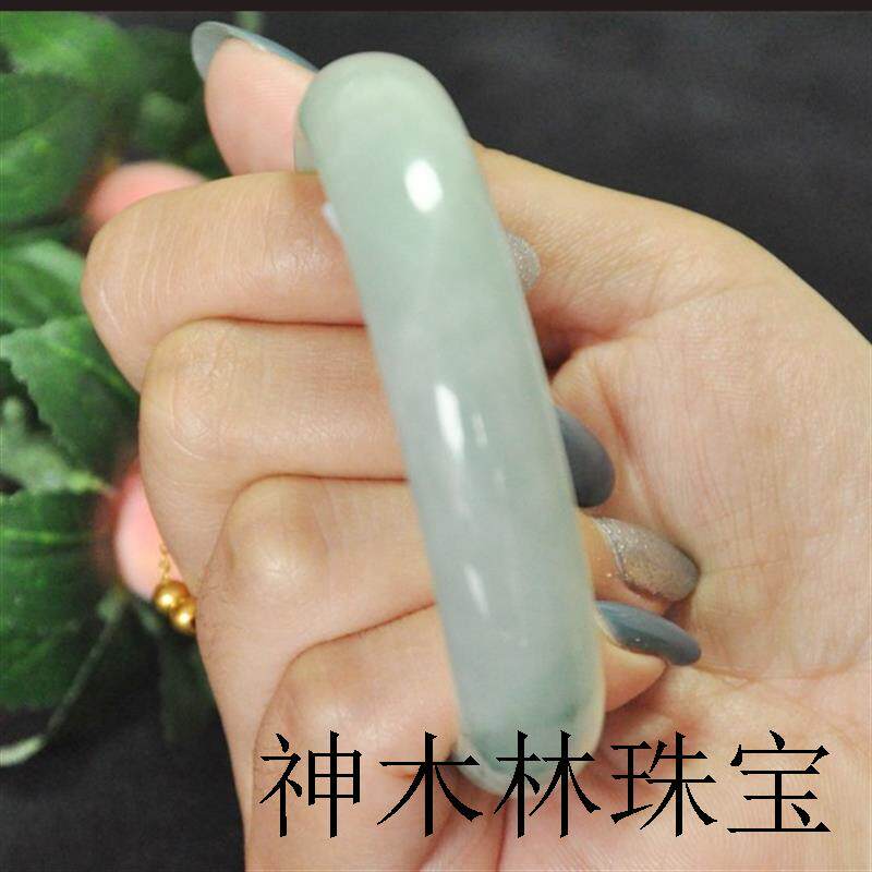翡翠色玉手镯冰糯种缅甸老坑翠玉镯子女款玉器阳绿飘花窄边玉手镯