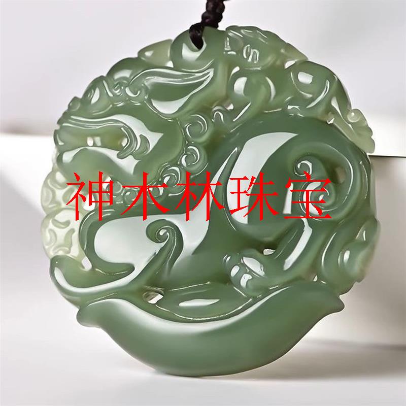高端款式玉貔貅吊坠男女款青玉皮丘招财转运玉石玉吊坠毛衣链挂件