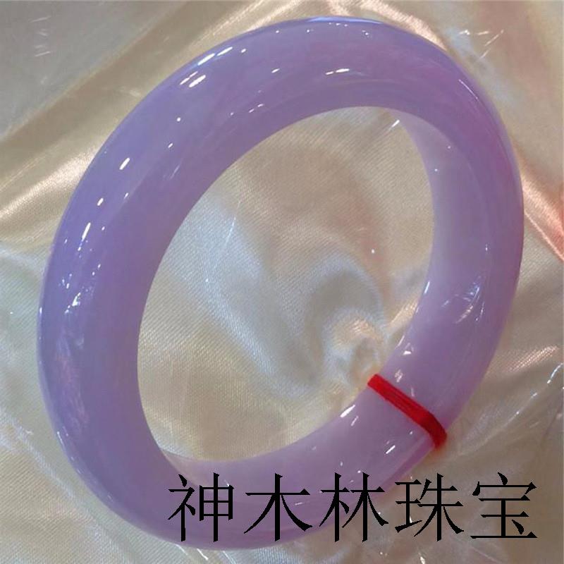 冰种紫罗兰翡翠手镯老坑送礼缅甸春彩贵妃冰糯种玉手镯子精品百搭