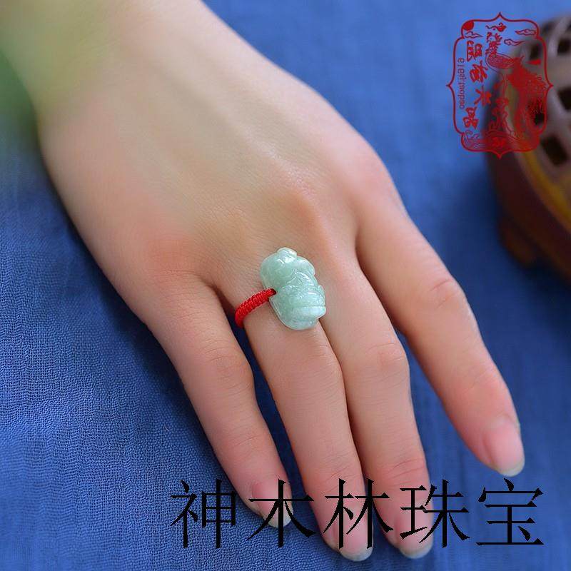 翡翠戒指天然A货缅甸玉貔貅红