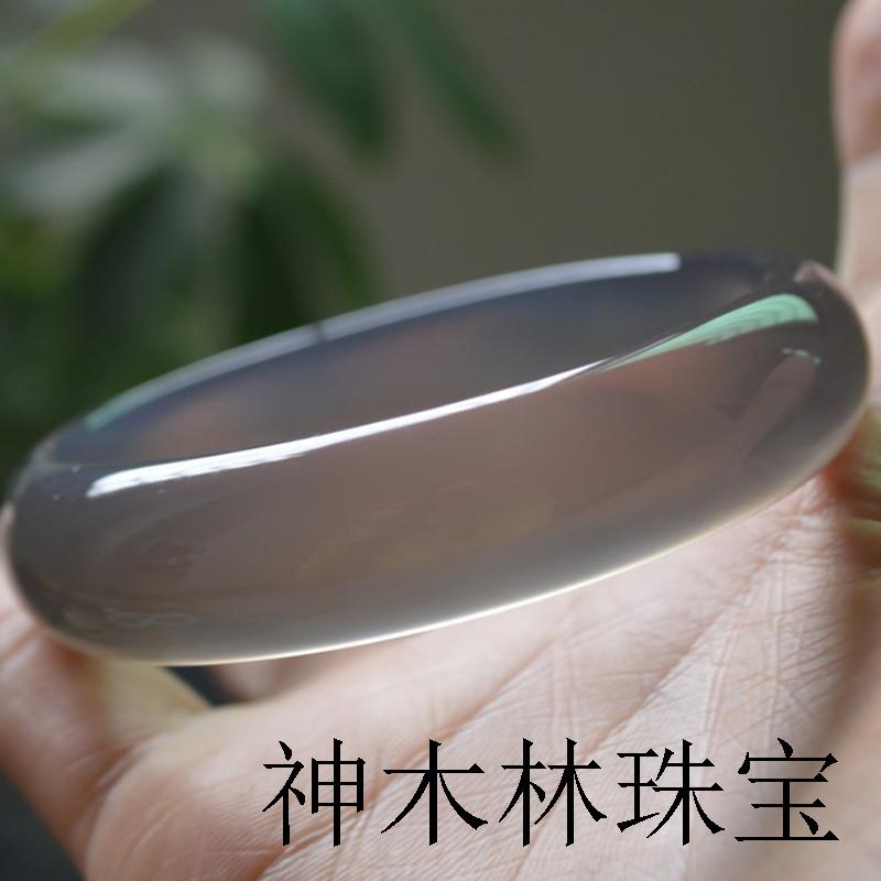 高端玉手镯冰种巴西烟灰玉髓玉镯子女少女玛瑙旺夫年轻圆条款精品