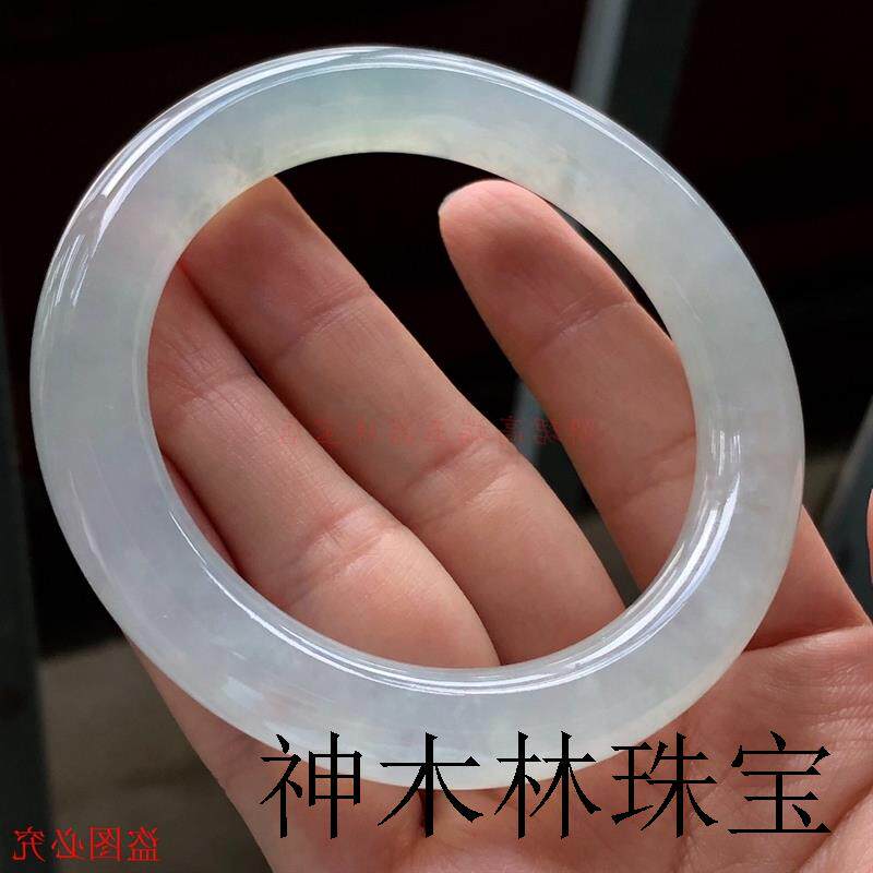高端款老坑缅甸高冰玻璃种圆条翡翠色手镯缅甸玉石镯子时尚手饰品