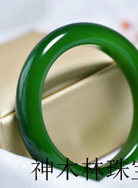 新疆和田玉碧玉圆条手镯青海料