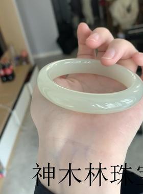 新疆高端冰种青白玉手镯女款正圈宽版羊脂白玉百搭和田玉晴水镯子