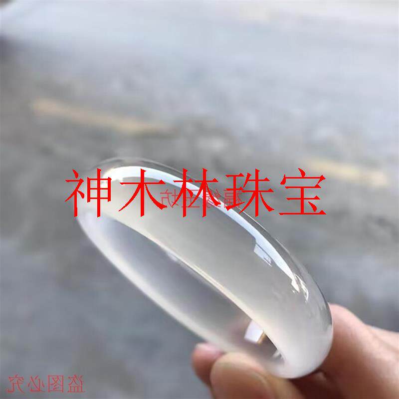 精品马料白冰玛瑙手镯少女款玉石玉髓镯子高端原色时尚小巧精致镯