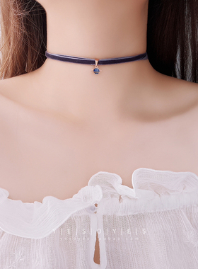 choker纯银蓝色星球项圈脖子饰品