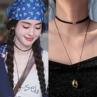 古力娜扎同款颈链choker双层项圈豆豆项链女款叠戴锁骨链小众设计