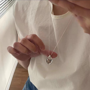 S925纯银博主同款韩国ins马鞍包项链配饰女秋冬毛衣链轻奢高级感