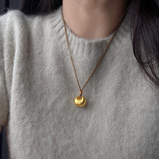 金店同款元宝福袋项链女款2025新款高端小金坨编绳毛衣链高级感潮