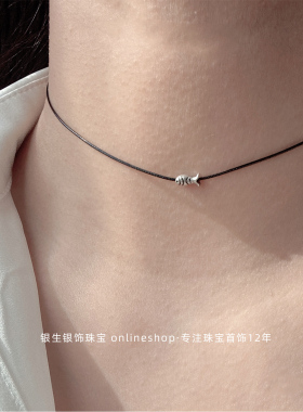 锦鲤极细S925纯银小鱼项圈choker