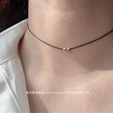 【锦鲤】极细款简约S925纯银小鱼项圈choker百搭颈链项链女款小众