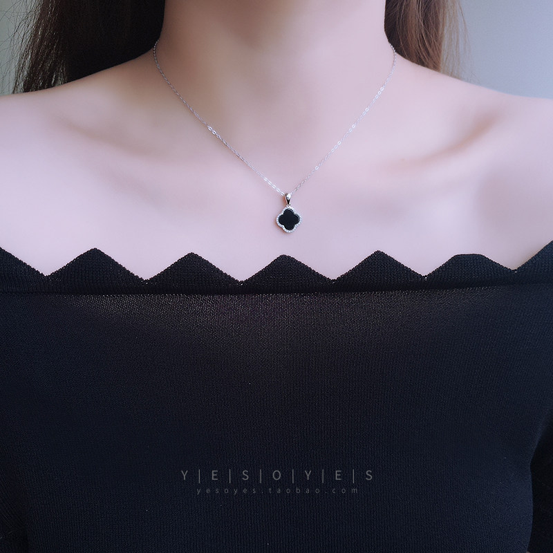 S925纯银四叶草项链女款2026新款日韩高级锁骨链简约百搭生日礼物