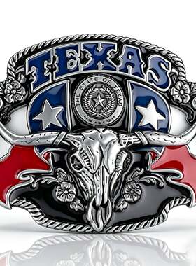 TEXAS牛头西部牛仔风皮带扣欧美
