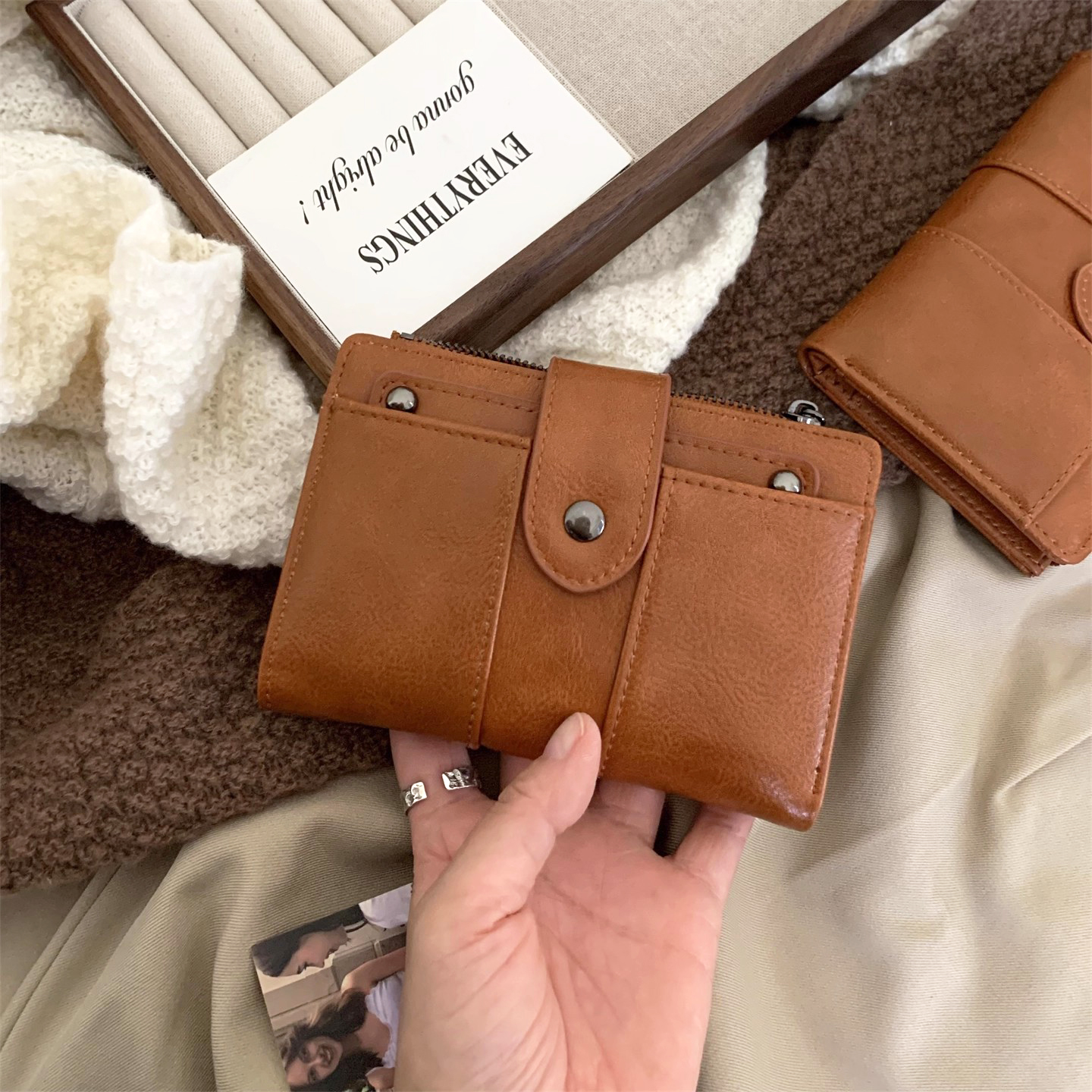 高级感钱包女短款复古小众卡包