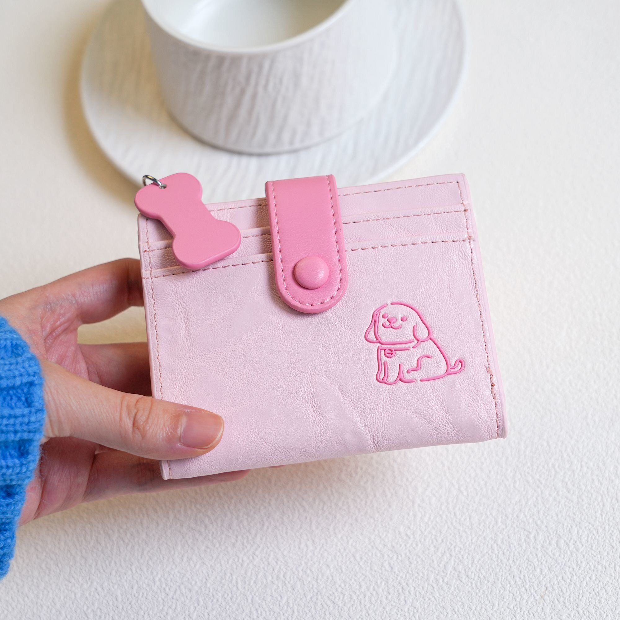 可爱小狗钱包女短款学生证件卡包