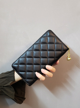 菱格钱包女长款2025新款欧美时尚大容量手拿包拉链女士钱夹ins风