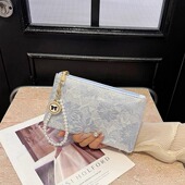 钱包女长款 2025新款 中国风刺绣珍珠拉链手拿包大容量零钱夹手机包