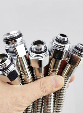 不锈钢4分双头螺淋浴软管花洒卫浴三联混水阀混合阀双螺纹外牙