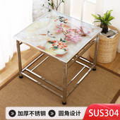 电炉餐饭折叠组装 新款 家用不锈钢取暖烤火桌子正四方形冬季 桌架子