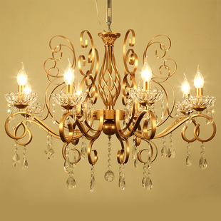 饰服装 楼婚庆装 店灯 水晶吊灯铁艺卧室餐厅客厅灯复古铜色复式 欧式