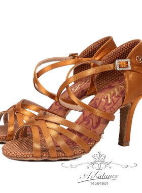 热销专业比赛款MG系列女拉丁舞鞋伦巴抗菌防臭防滑进口缎面MG2001