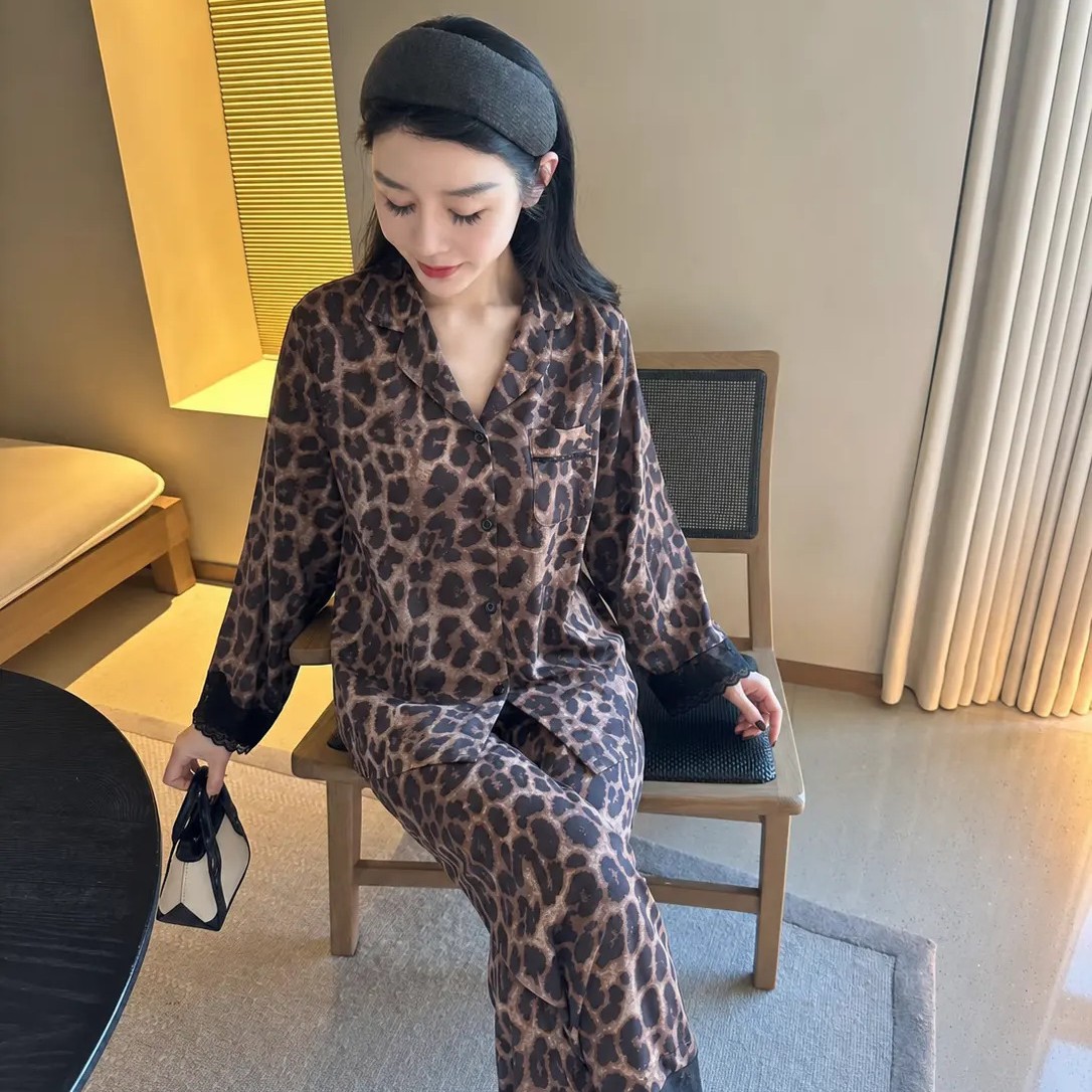 【矫纵野豹】2026新款春秋季豹纹韩系高级感睡衣四件套家居服男女