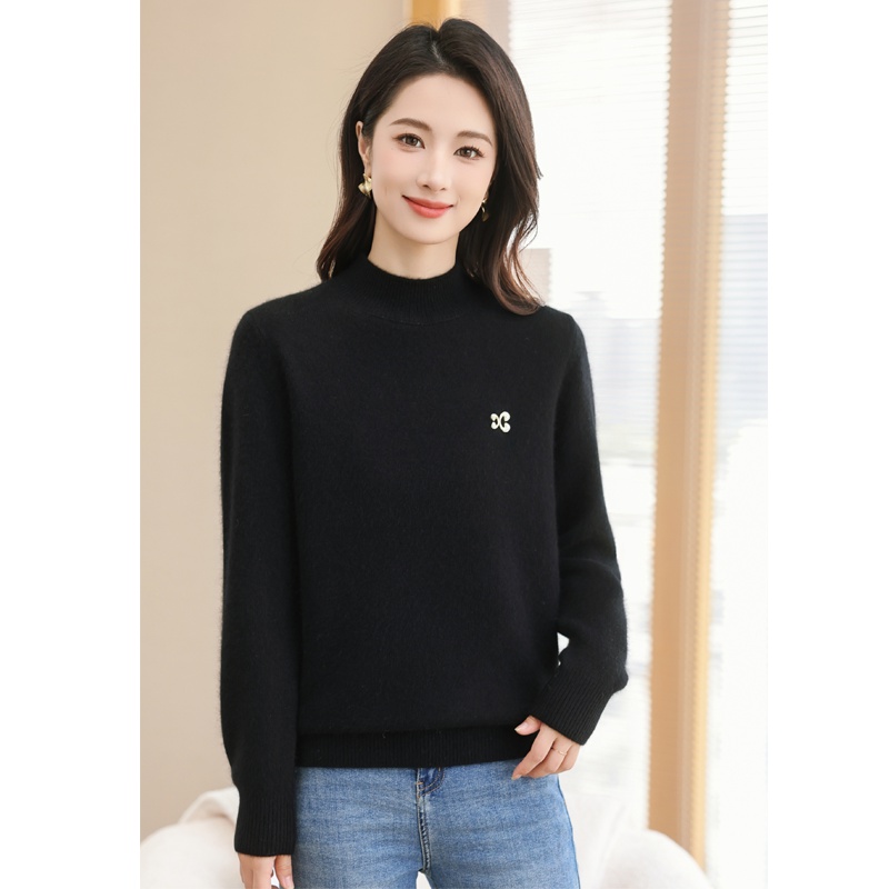 金兔半高领女士羊驼绒打底厚毛衣