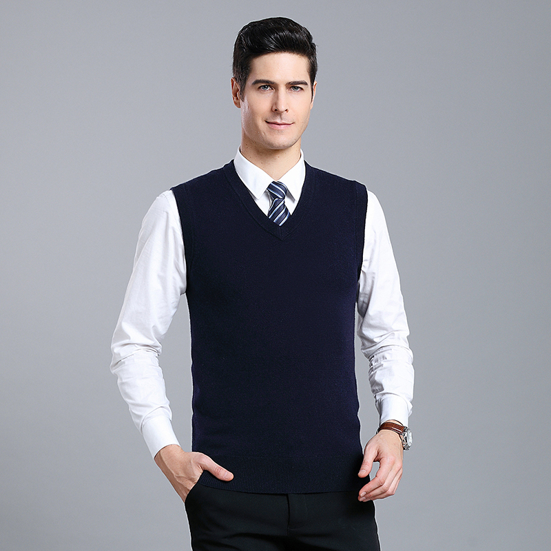 金兔羊毛衫男士V领中年宽松马甲