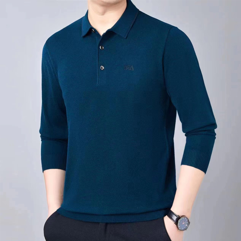 雪豹男装薄款羊毛体恤爸爸装上衣