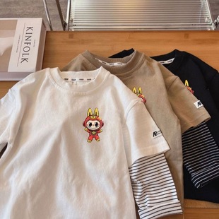 儿童长袖 2025春秋新款 T恤男女童纯棉上衣宝宝卡通印花打底