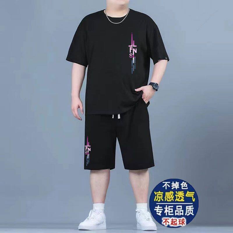 大码加肥裤·舒适棉T恤·速干透气·宽松圆领·复古印胖子肥胖人