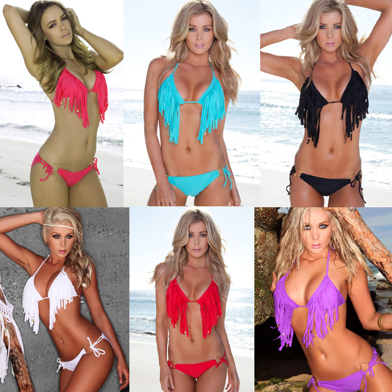 经典流苏比基尼泳衣带环Bikini2025新款尼龙锦纶泳衣欧美性感泳装