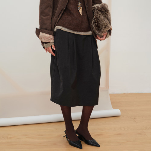 MoonwanesMoonwaxes绒面阔型花苞裙半裙