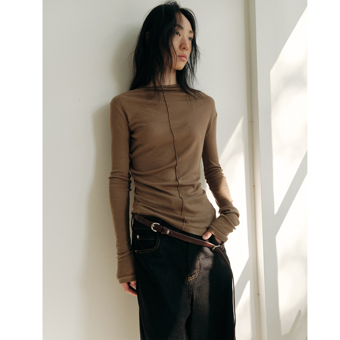 MoonwanesMoonwaxes天丝羊毛不规则扭曲T恤打底衫内搭,女装/女士精品,T恤,淘宝优惠券,粉丝福利购,淘宝优惠卷