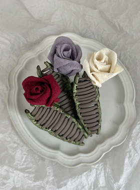 SUZEE原创 紫色玫瑰红色白色抓夹 小众个性文艺抓夹后脑勺发夹