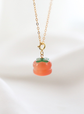 万柿胜意天然南红玉石显白锁骨链