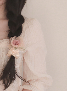 SUZEE原创设计 芙蓉浣纱 渐变立体纱绢花朵雪纺大肠发圈发绳发饰