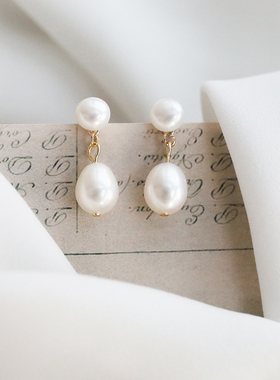百搭天然保真珍珠耳钉  贵气温柔气质小姐姐耳环复古可调节耳夹