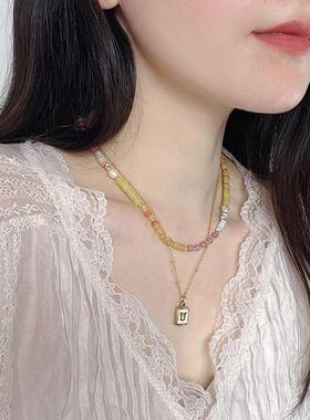 CHH草莓晶石手工金色项链