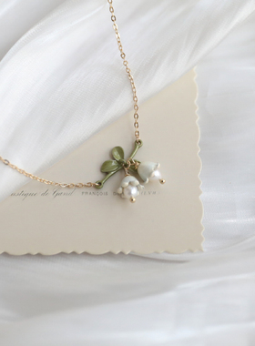 SUZEE 铃兰系列 小巧可爱淡水珍珠复古法式项链优雅vintage锁骨链