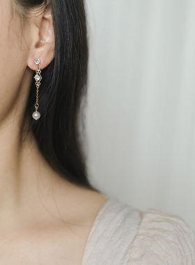 SUZEE原创设计 轻奢锆石耳坠淡水珍珠耳环耳钉无耳洞耳夹耳饰气质